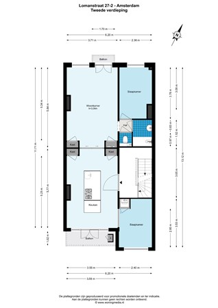 Floor plan - Lomanstraat 27-2, 1075 PT Amsterdam 